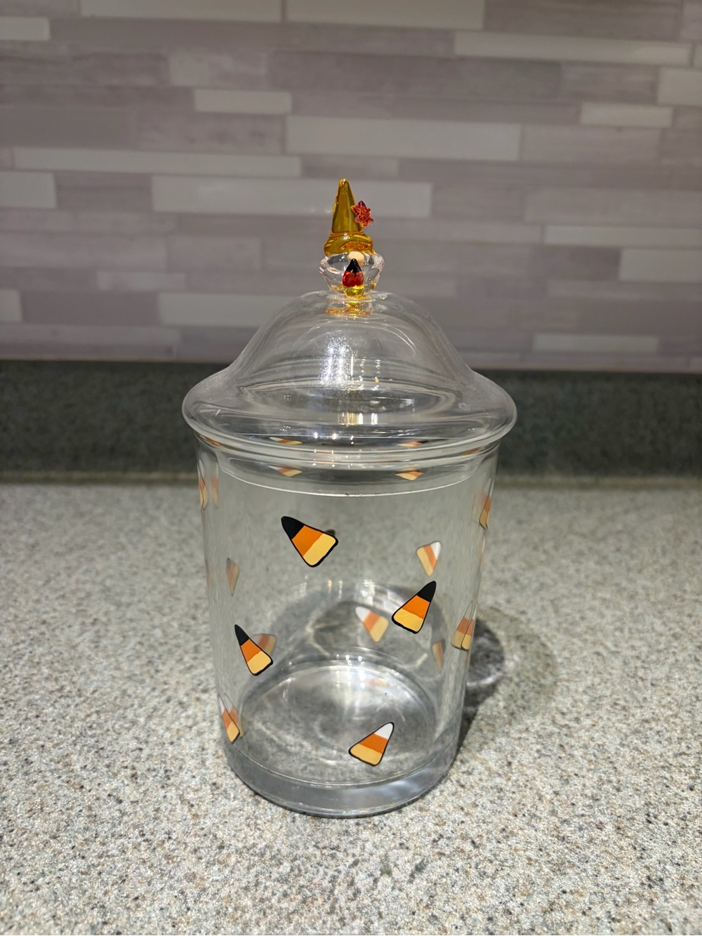 Glass Candy Corn Jar w/ Lid